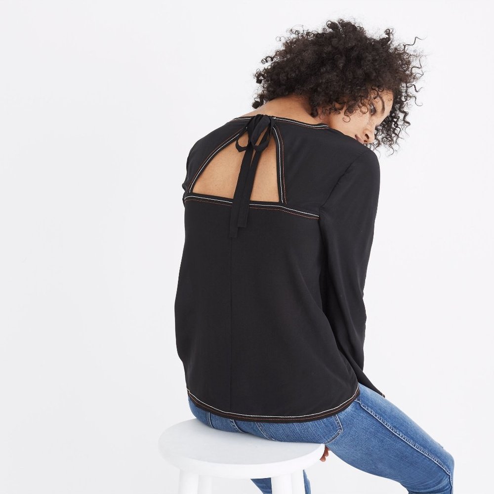 Madewell | Silk Stitched Tie-Back Top NWOT